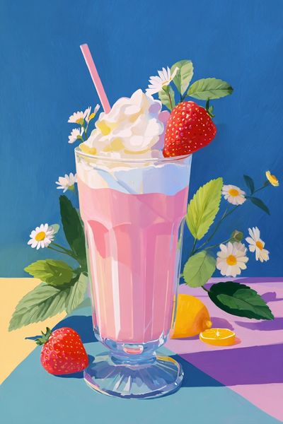 Strawberry Milkshake — Illustration Print. poster