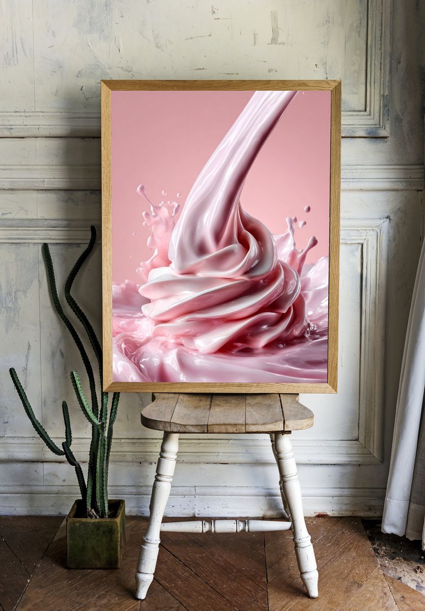 Pink Cream Splash — Photography Print. — room view 1