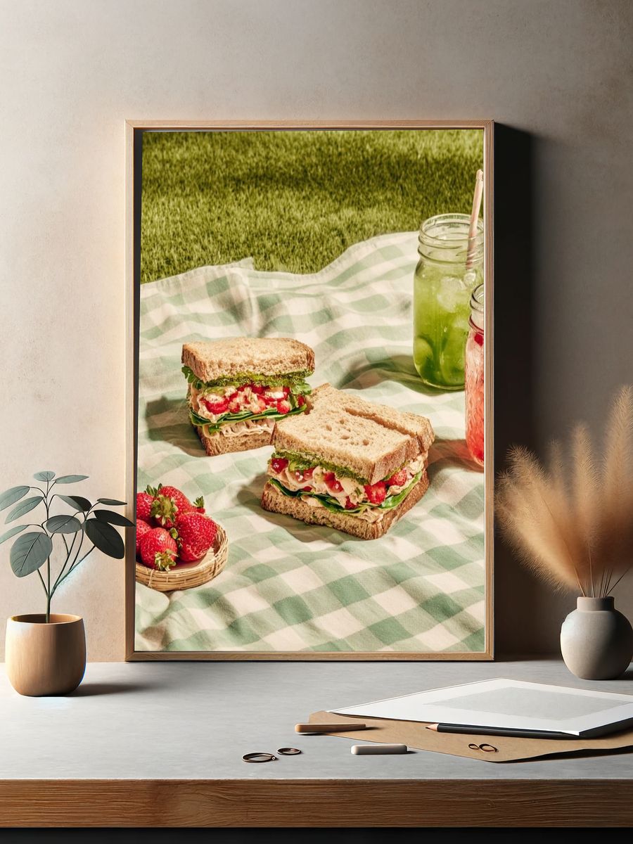 Delicious Sandwich and Drinks — Food Print. — room view 2