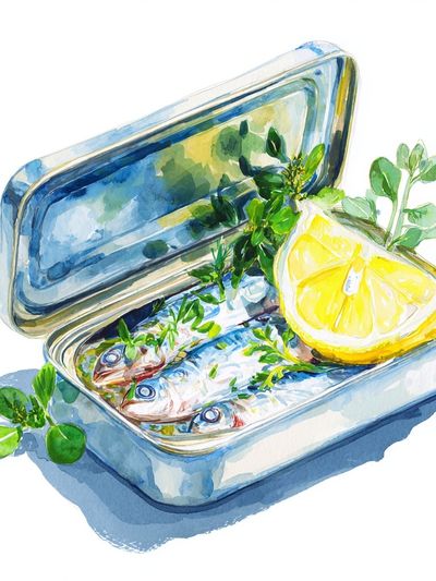 Sardines in a Tin — Watercolor Print. poster print