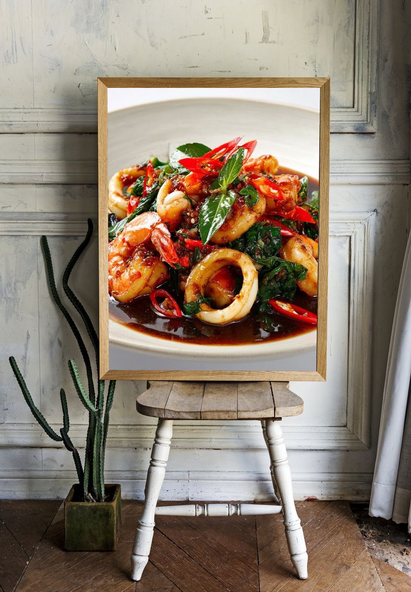 Spicy Seafood Stir-Fry Poster room preview