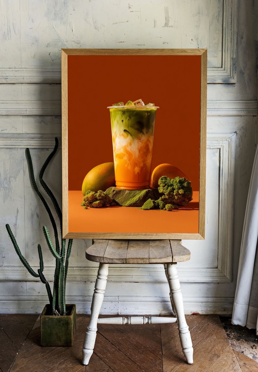 Iced Matcha Mango Drink Poster. — room view 1