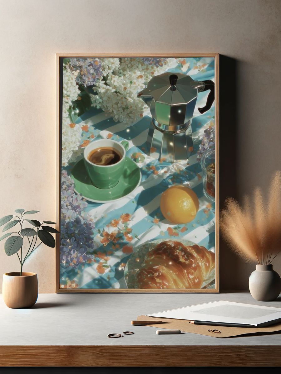 Coffee and Croissant — Food Print. — room view 2