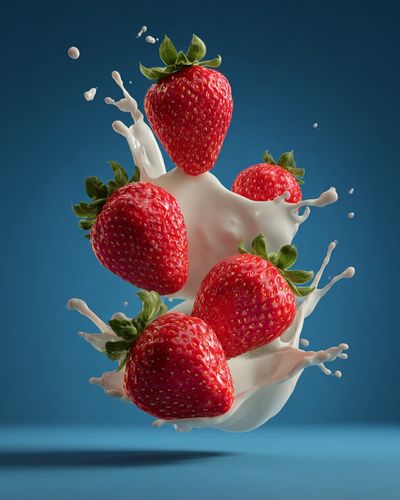 Strawberries in Milk Splash