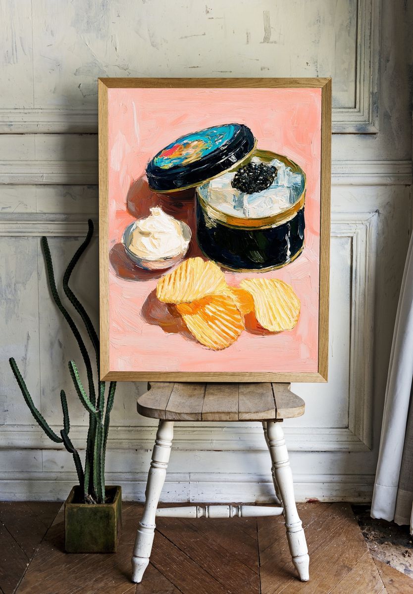 Caviar and Chips — Food Art Print. — room view 1