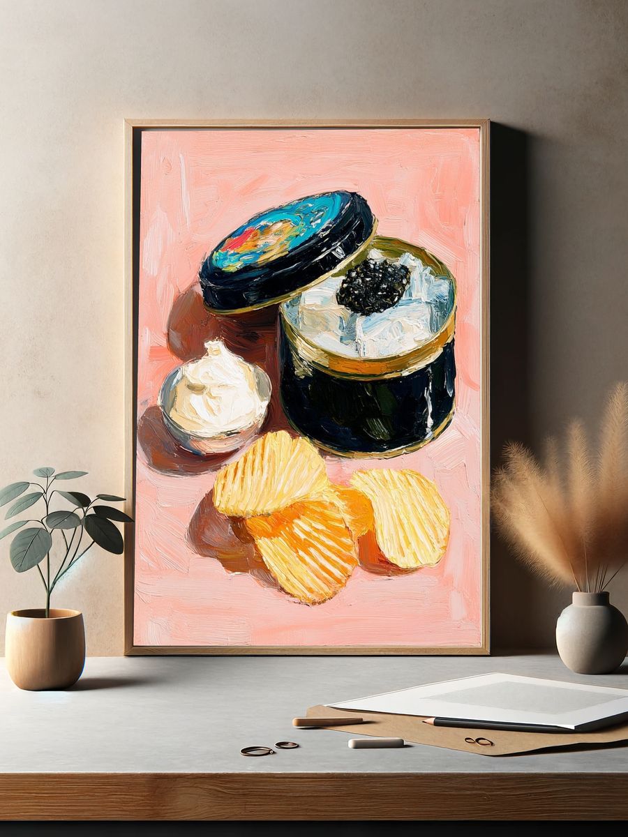 Caviar and Chips — Food Art Print. — room view 2