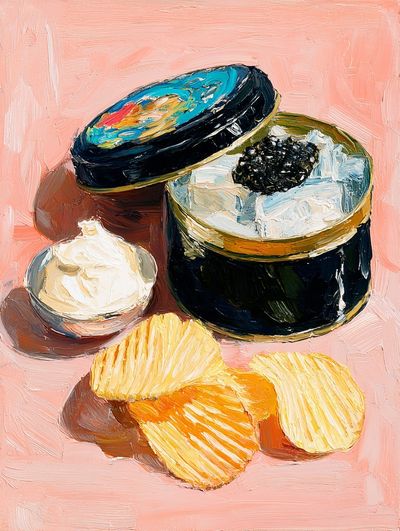 Caviar and Chips — Food Art Print. poster print