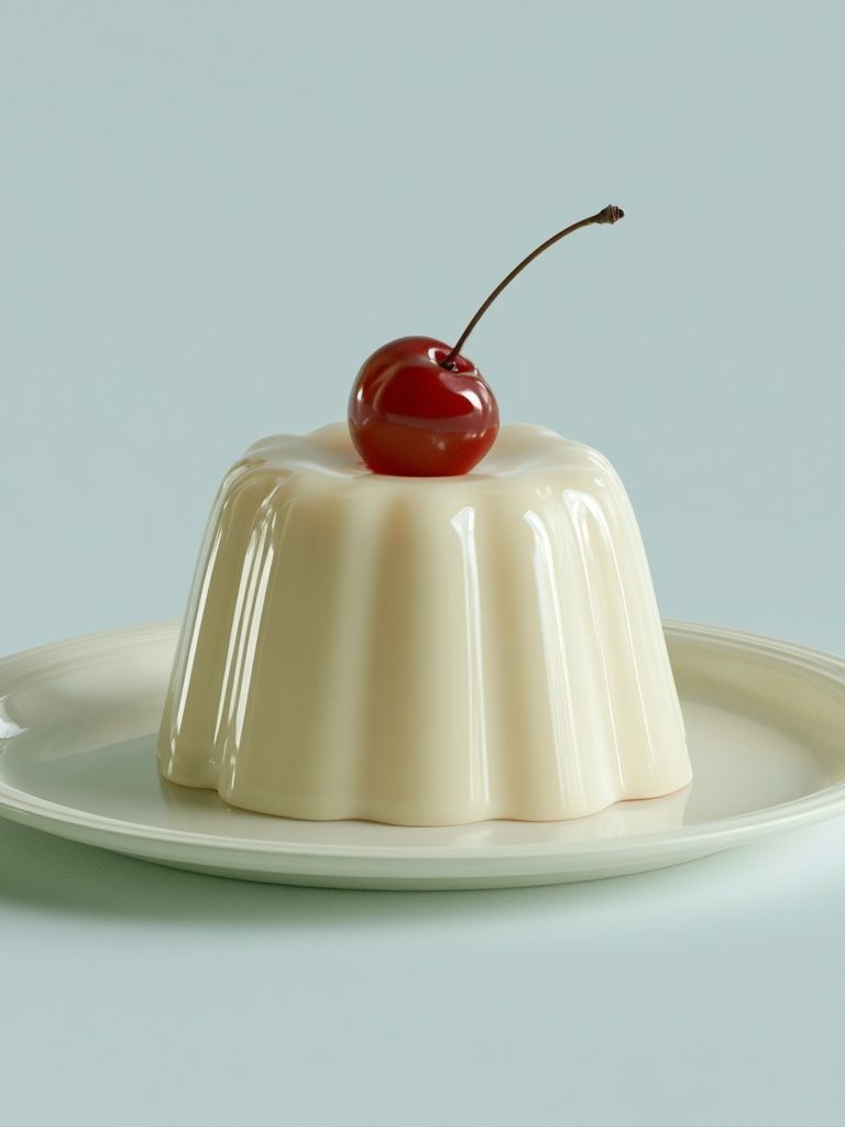 Cherry Panna Cotta Food Photography Poster. poster detail