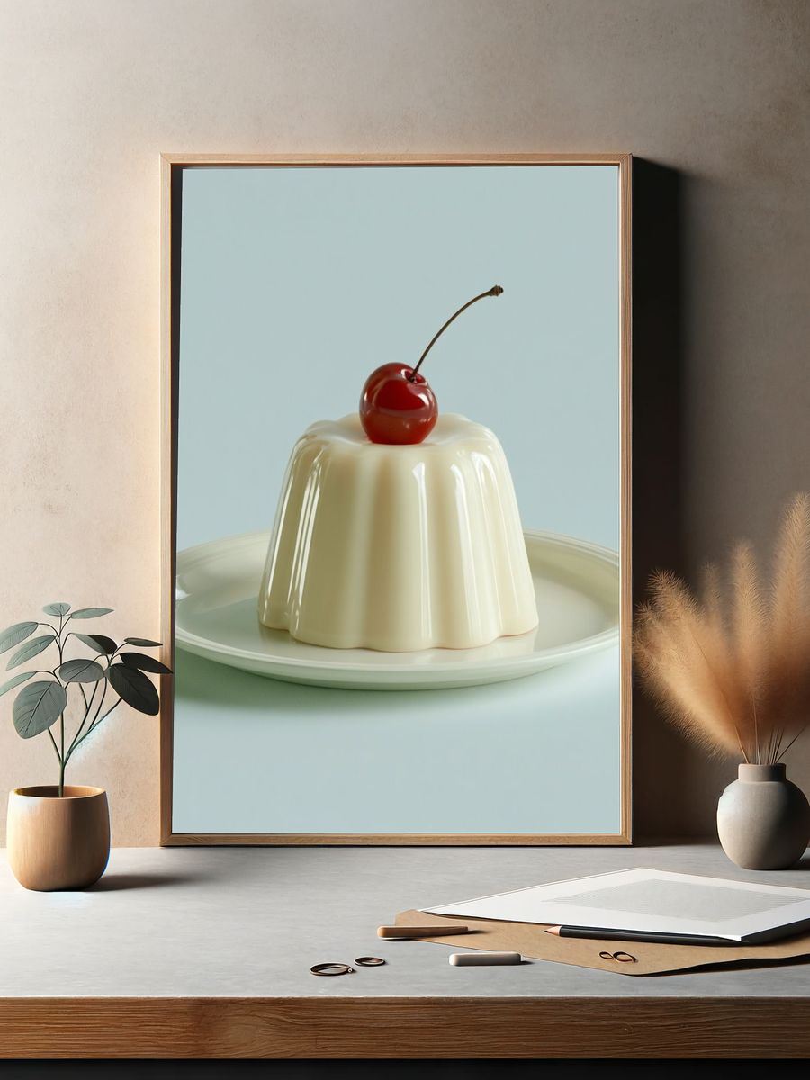 Cherry Panna Cotta Food Photography Poster. — room view 2