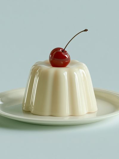 Cherry Panna Cotta Food Photography Poster. poster