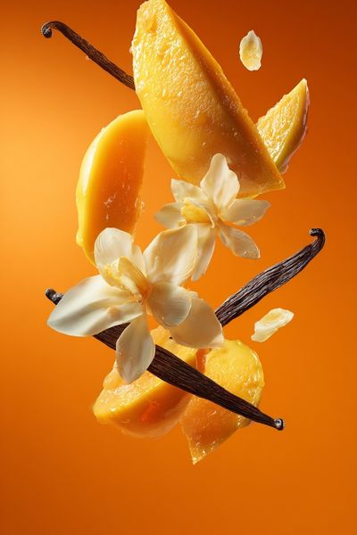 Mango and Vanilla Floral Still Life Poster. poster print