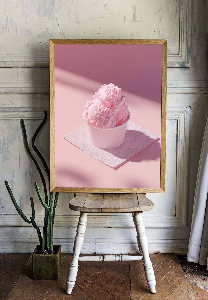 Pink Ice Cream Still Life Poster. room preview