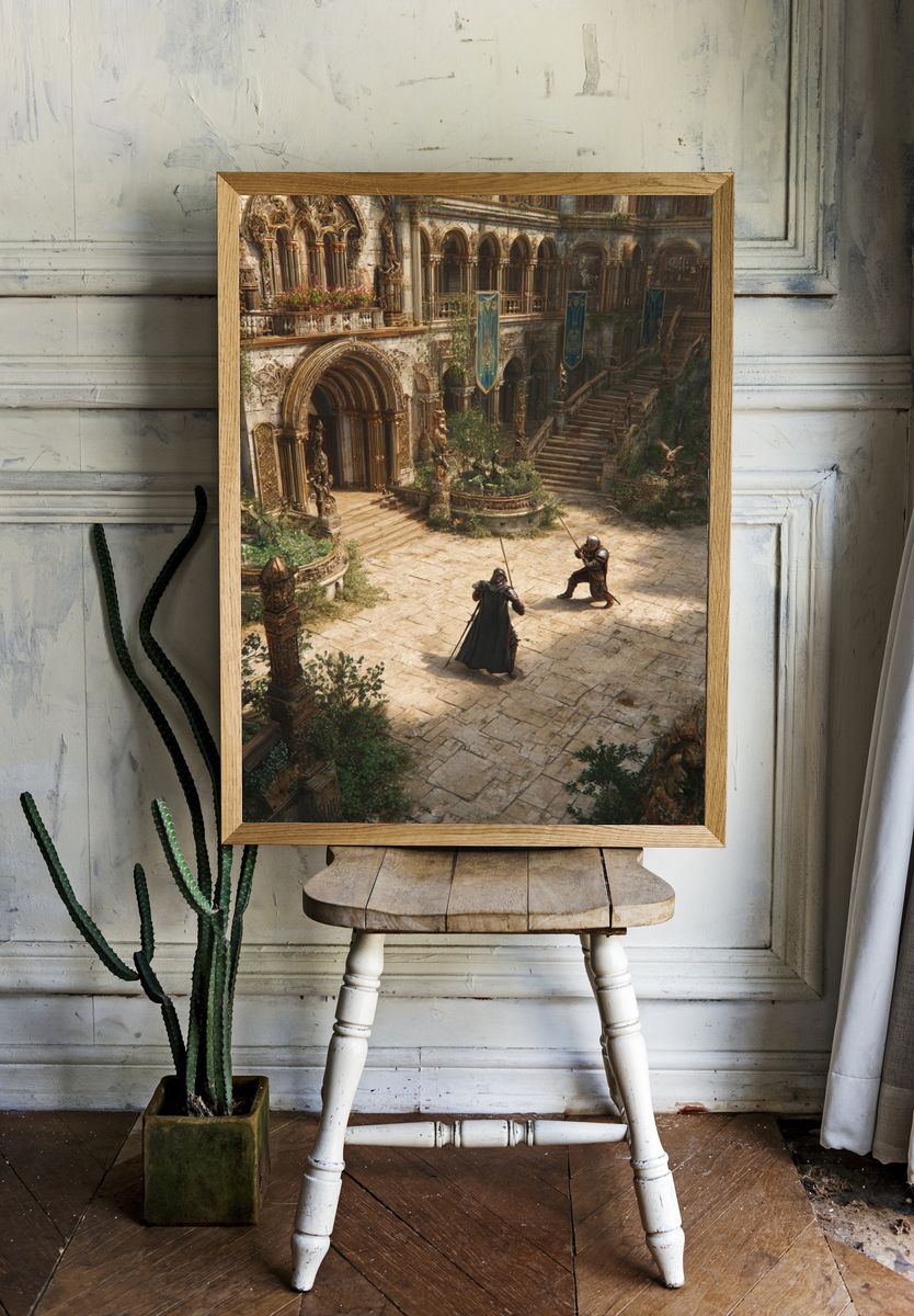 Epic Fantasy Duel — Digital Art Print room preview