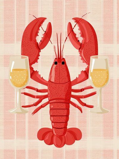 Lobster and Champagne — Food Art Print. poster print