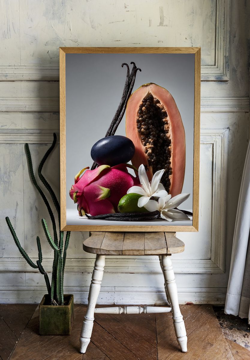 Tropical Fruits Still Life Poster. — room view 1