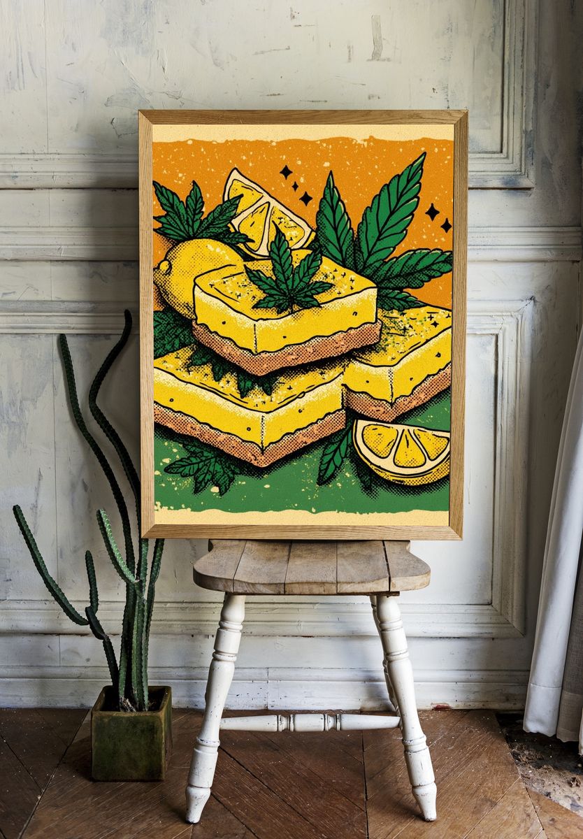 Lemon Bars with Cannabis — Illustration Print. — room view 1