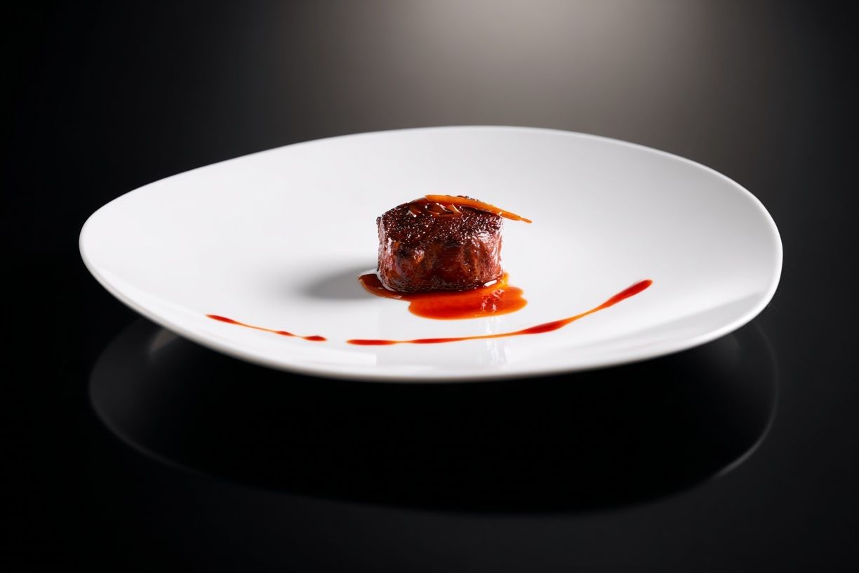Gourmet Dish on White Plate — Food Photography Print. poster — food-drink art