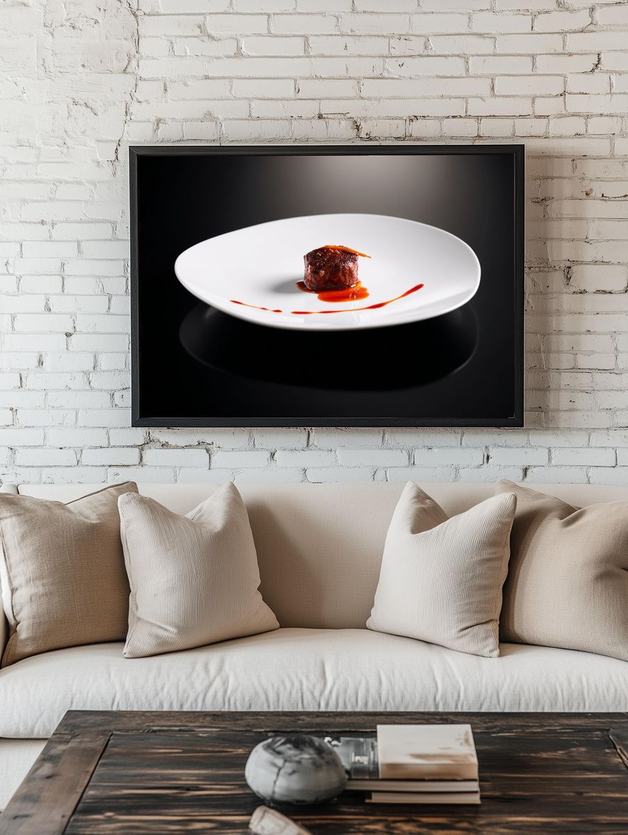 Gourmet Dish on White Plate — Food Photography Print. — room view 1