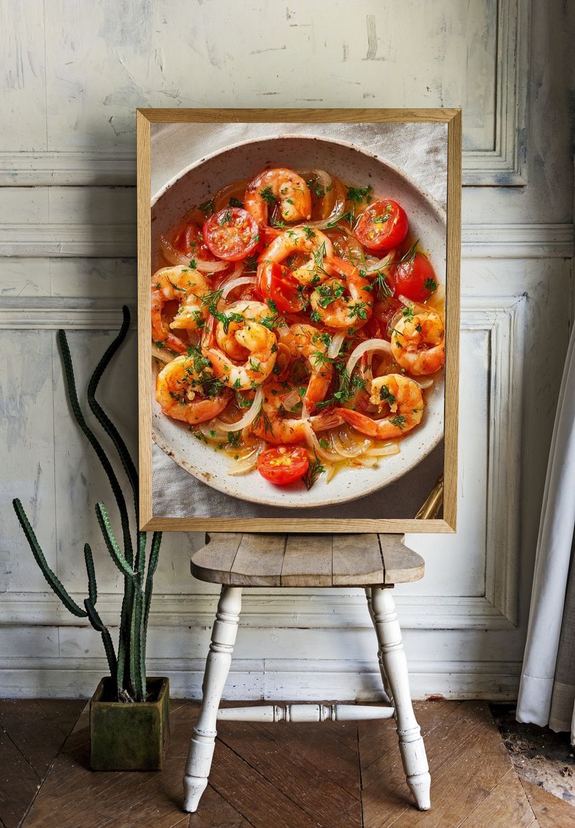 Shrimp and Tomatoes — Food Print. room preview