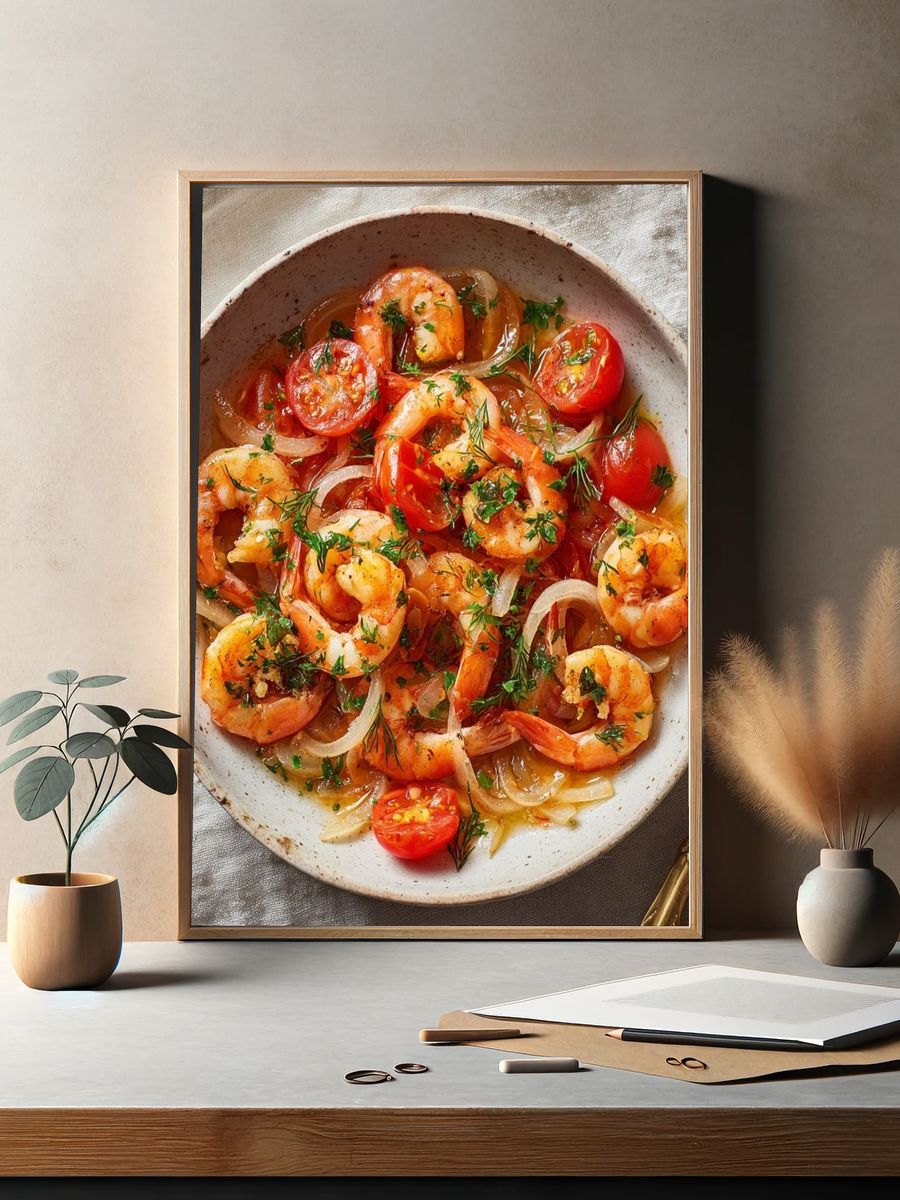 Shrimp and Tomatoes — Food Print. — room view 2