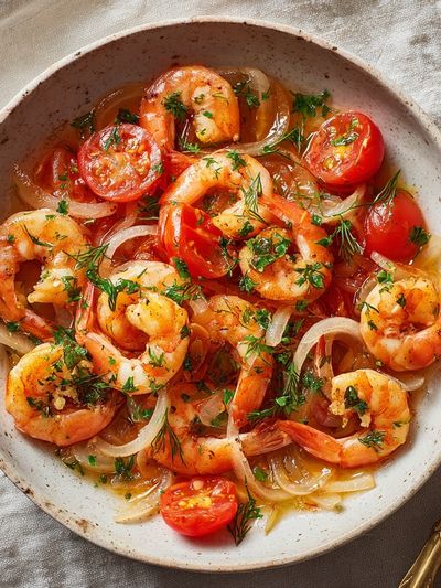 Shrimp and Tomatoes — Food Print. poster print