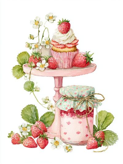 Strawberry Delight — Watercolor Print. poster print