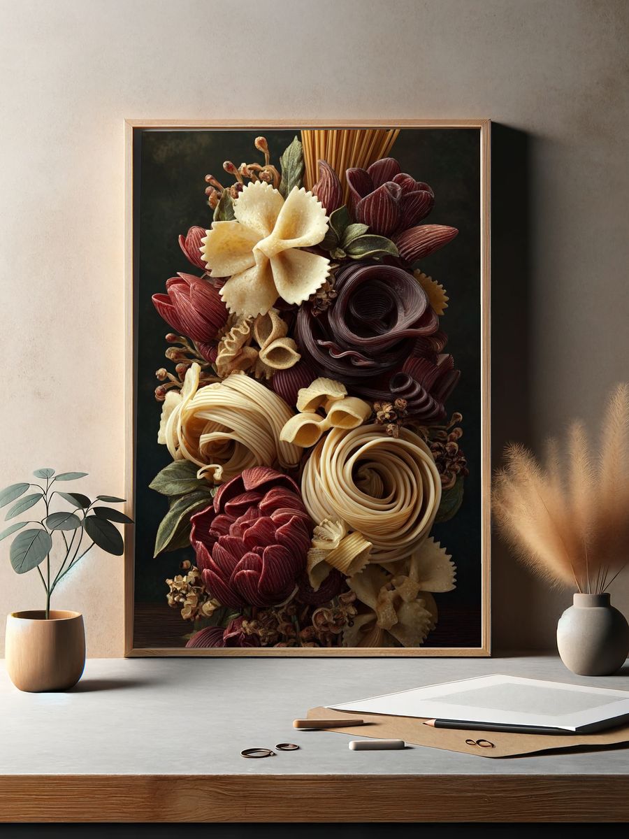 Pasta Bouquet — Food Art Print. — room view 2