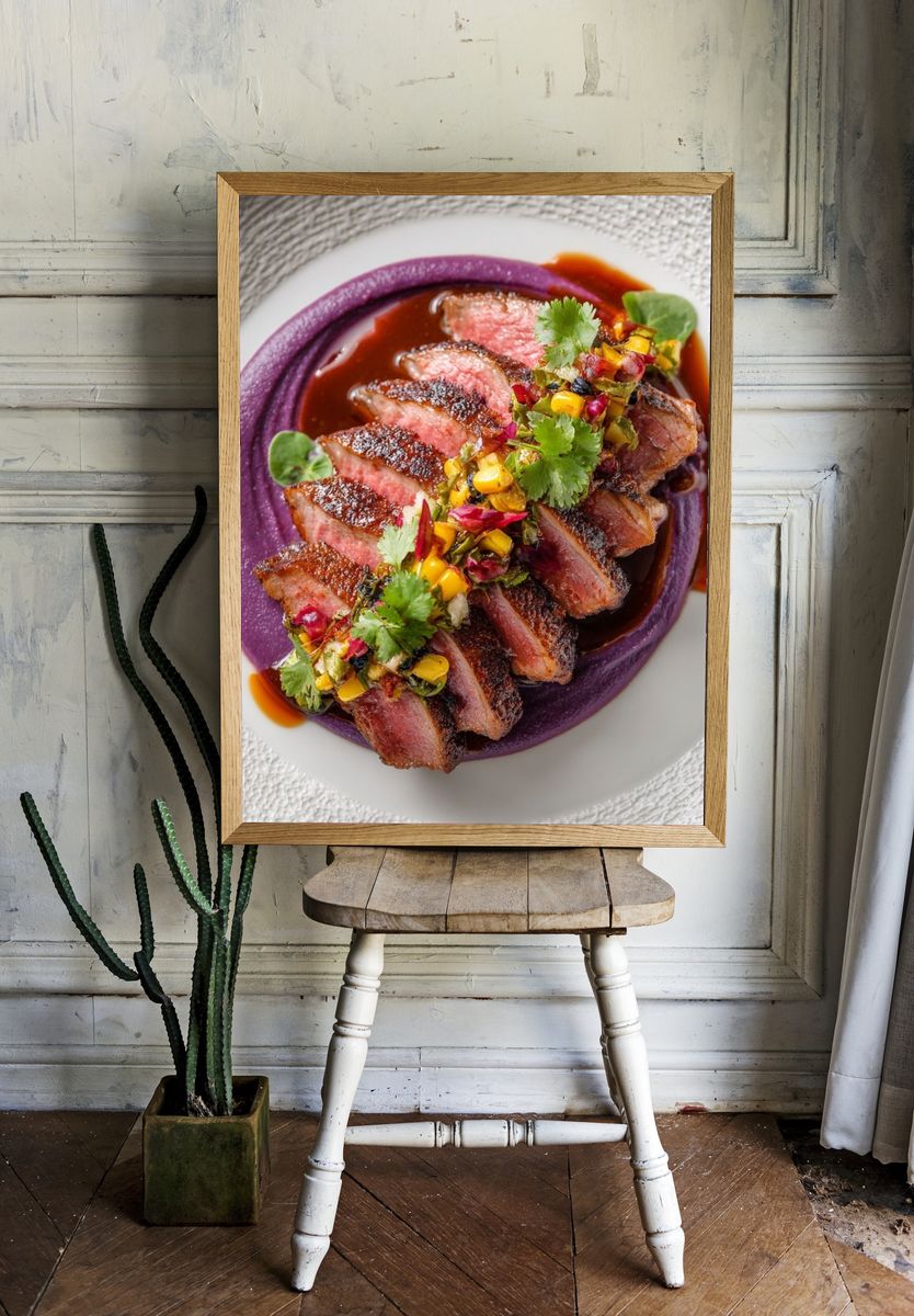 Gourmet Duck Plating Food Print. — room view 1
