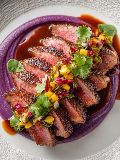 Gourmet Duck Plating Food Print. poster print