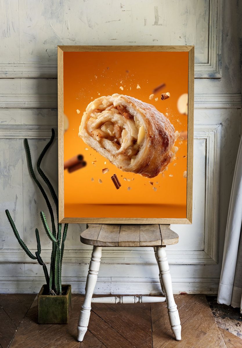 Apple Cinnamon Pastry Photography Poster. room preview