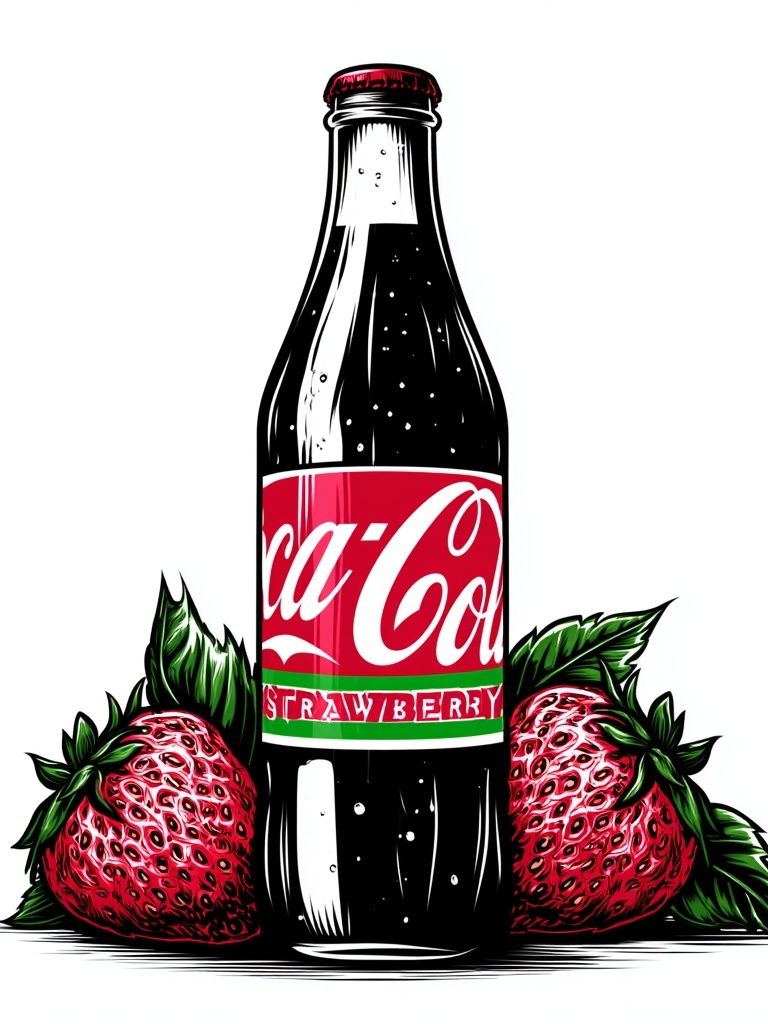 Strawberry Cola Bottle Illustration Poster. poster detail