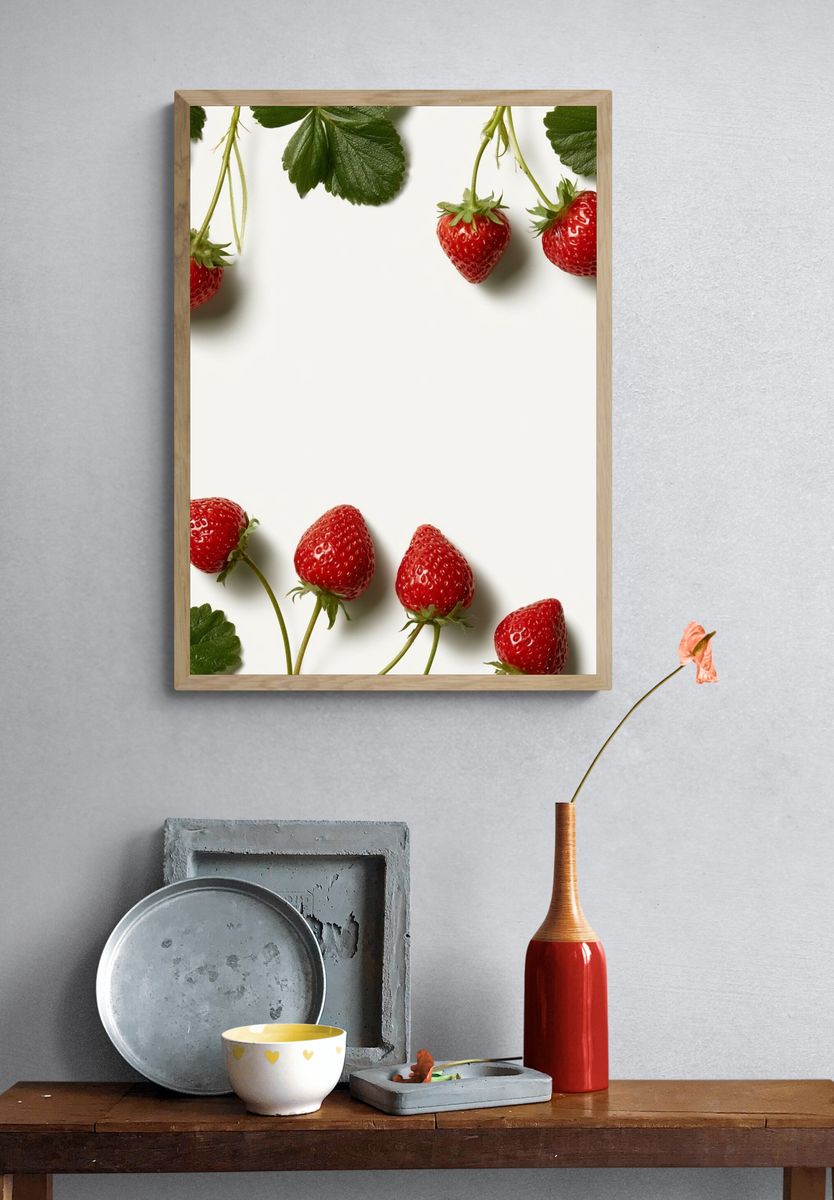 Strawberry Still Life Poster. — room view 3