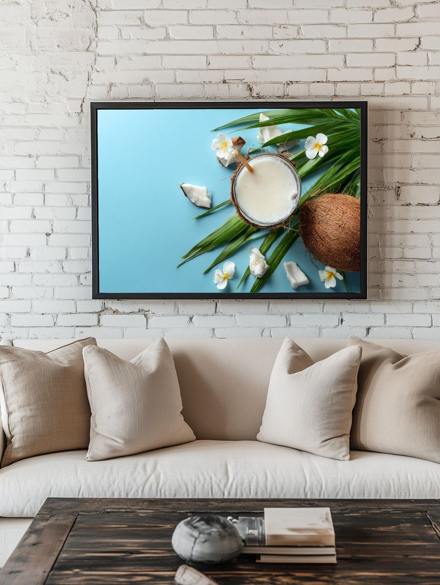 Tropical Coconut Still Life Poster. — room view 1