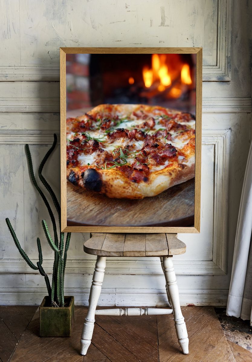 Wood-Fired Pizza Food Photography Poster. room preview