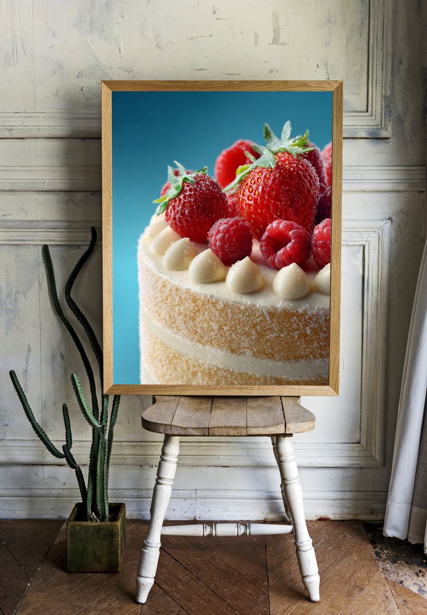 Strawberry Cake Photography Poster. — room view 1