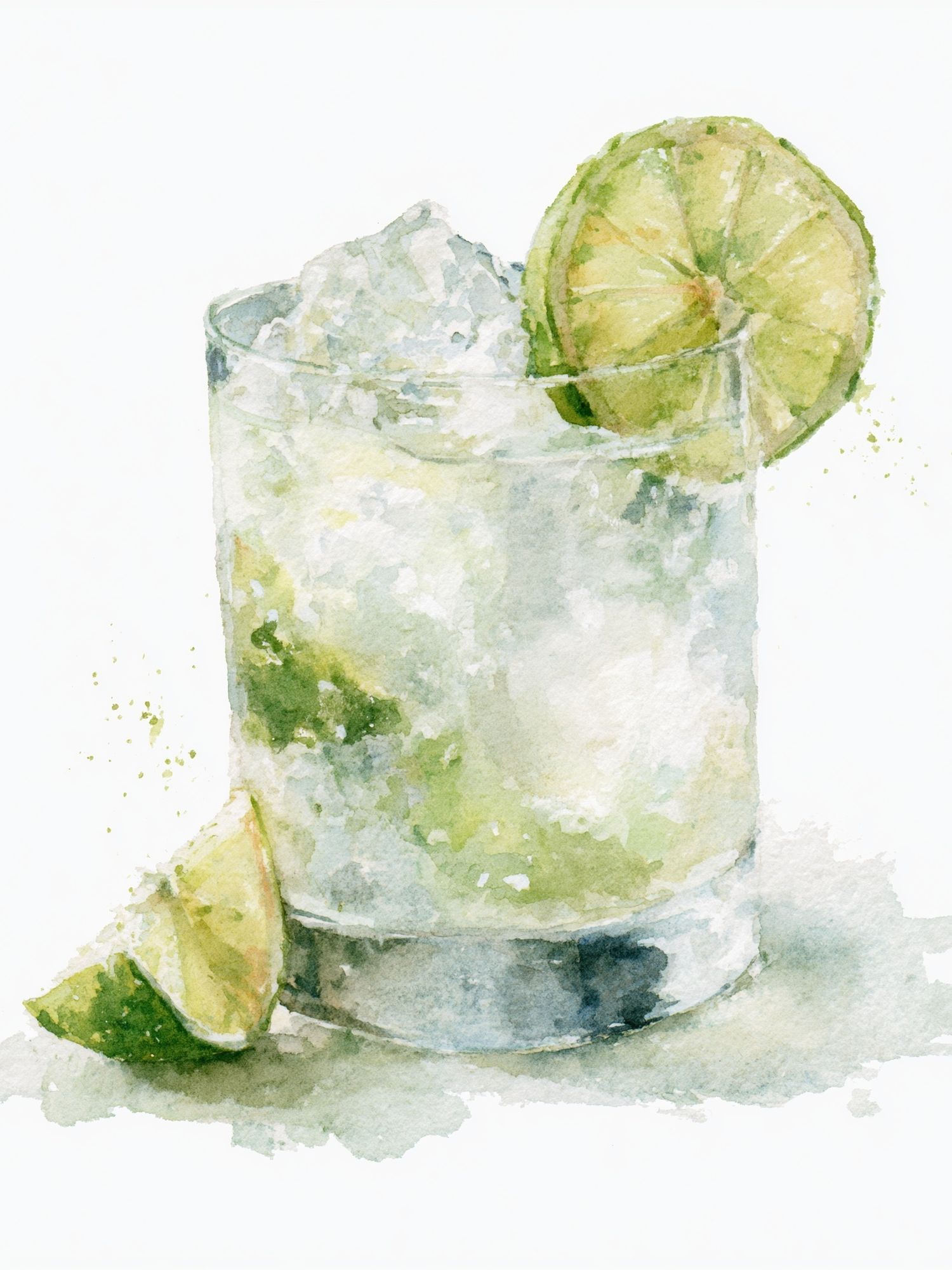 Lime Cocktail Watercolor Print. poster detail