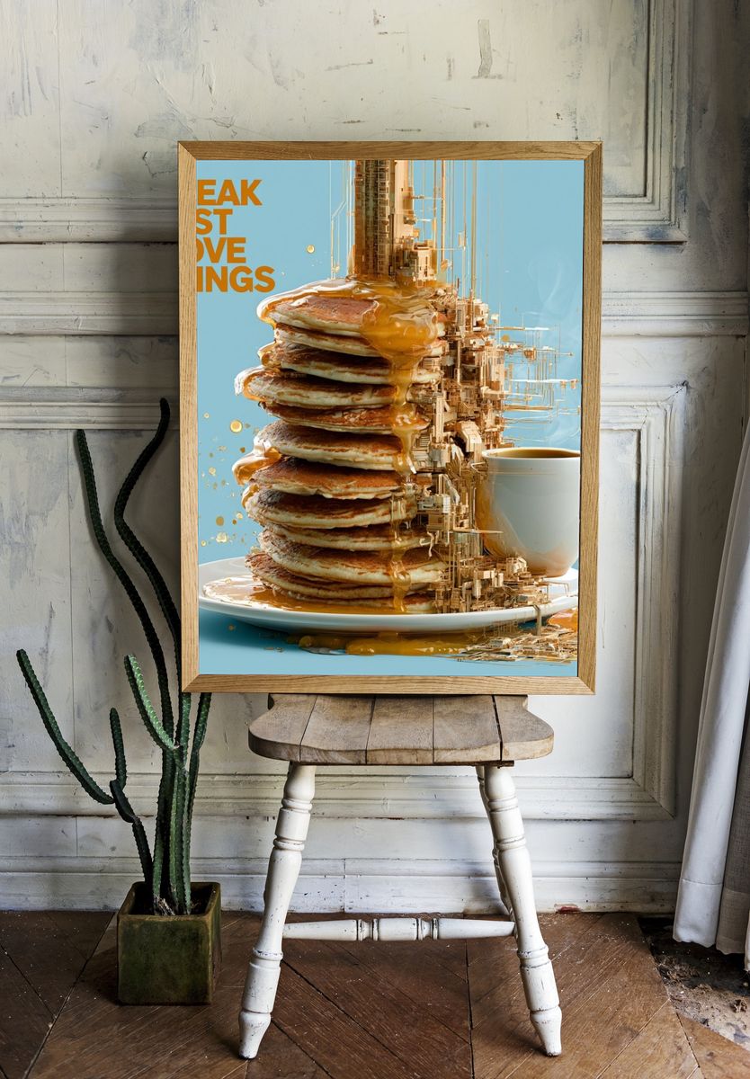 Breakfast Stack Typography Poster. room preview