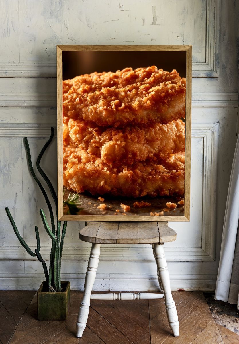 Crispy Fried Chicken Food-Drink Poster. — room view 1