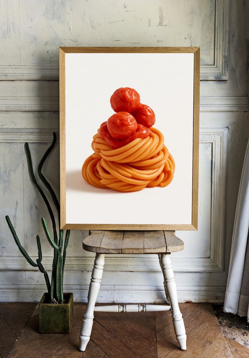 Spaghetti and Meatballs Food Poster. room preview