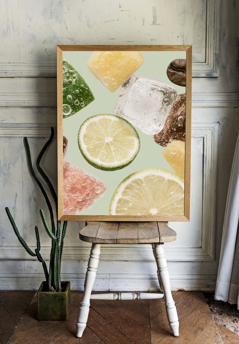 Floating Citrus Sweets Poster. room preview