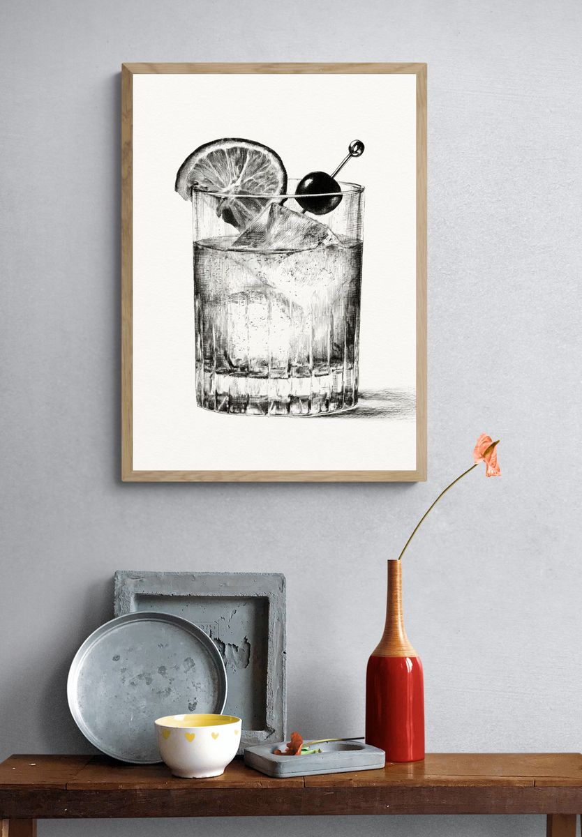 Cocktail Glass Sketch Poster. — room view 3