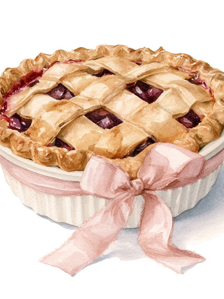 Cherry Pie Watercolor Print. poster detail