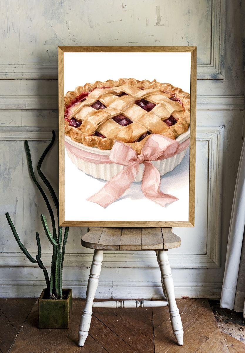 Cherry Pie Watercolor Print. — room view 1