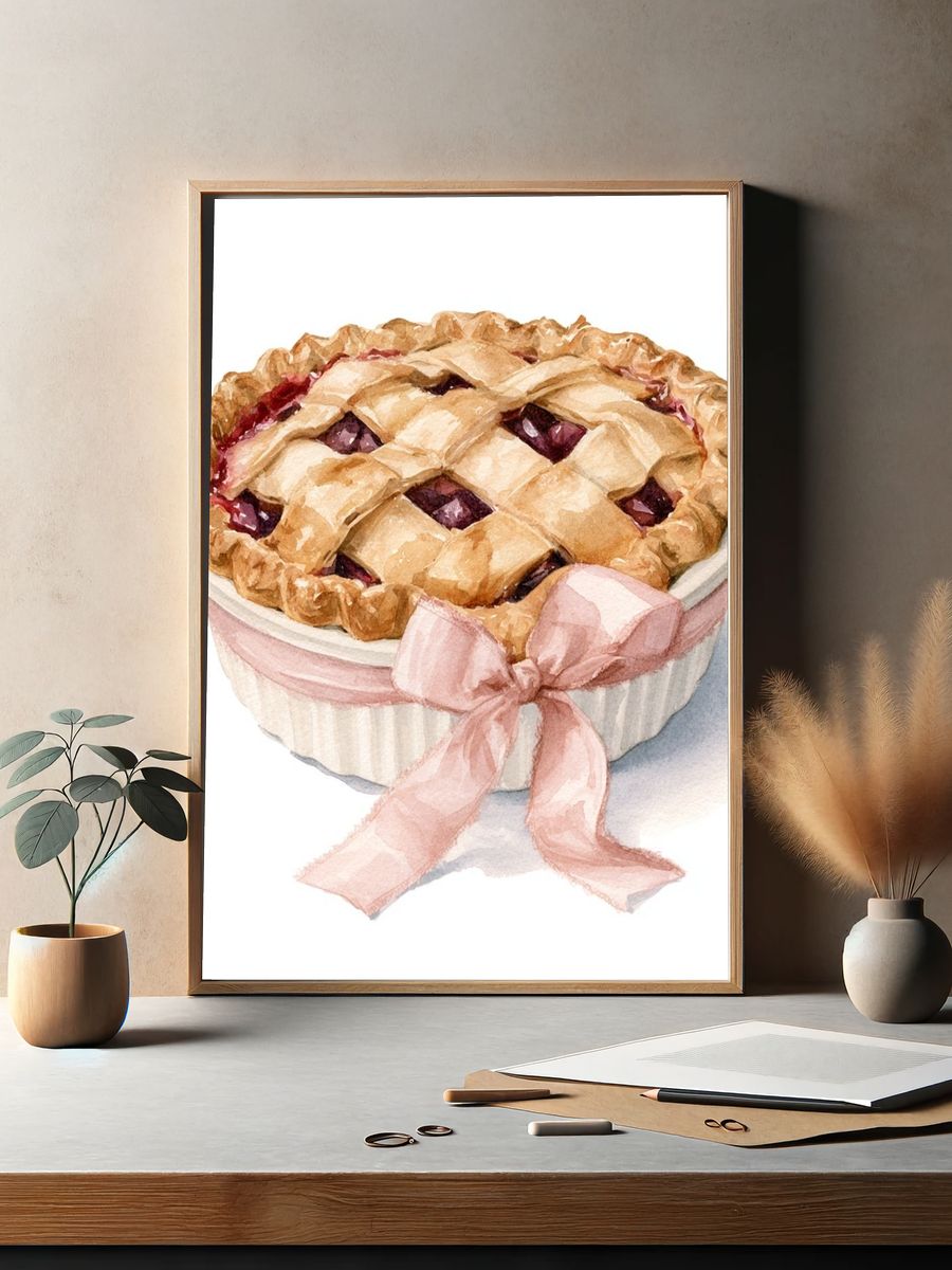 Cherry Pie Watercolor Print. — room view 2