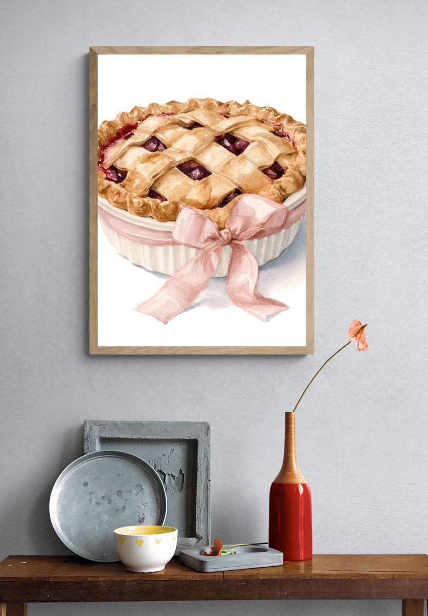 Cherry Pie Watercolor Print. — room view 3