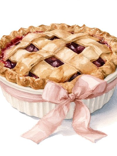 Cherry Pie Watercolor Print. poster