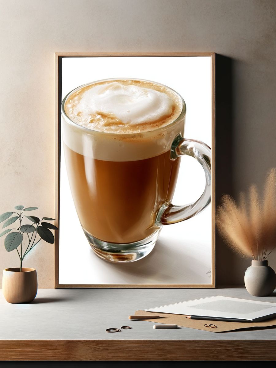 Cappuccino Glass Cup Poster. — room view 2