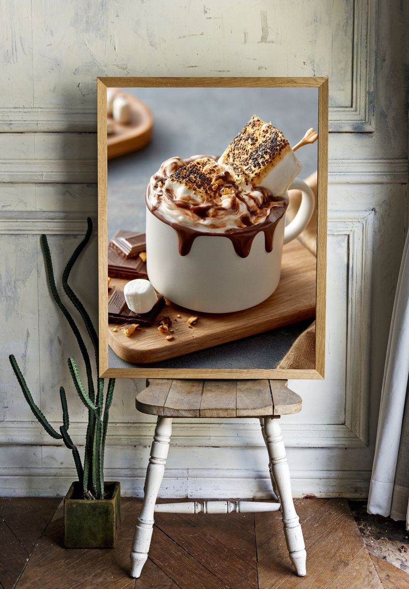 Chocolate Marshmallow Mug Photography Poster. room preview