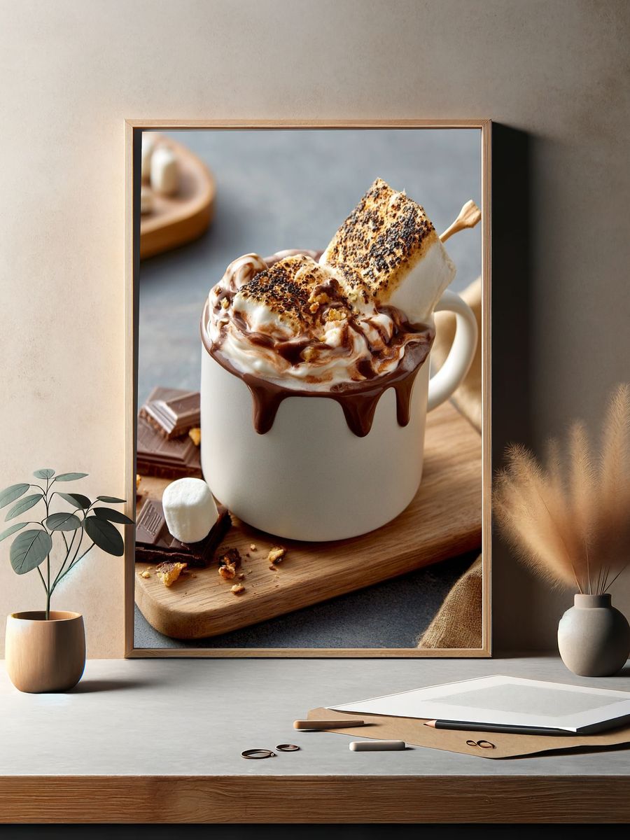 Chocolate Marshmallow Mug Photography Poster. — room view 2