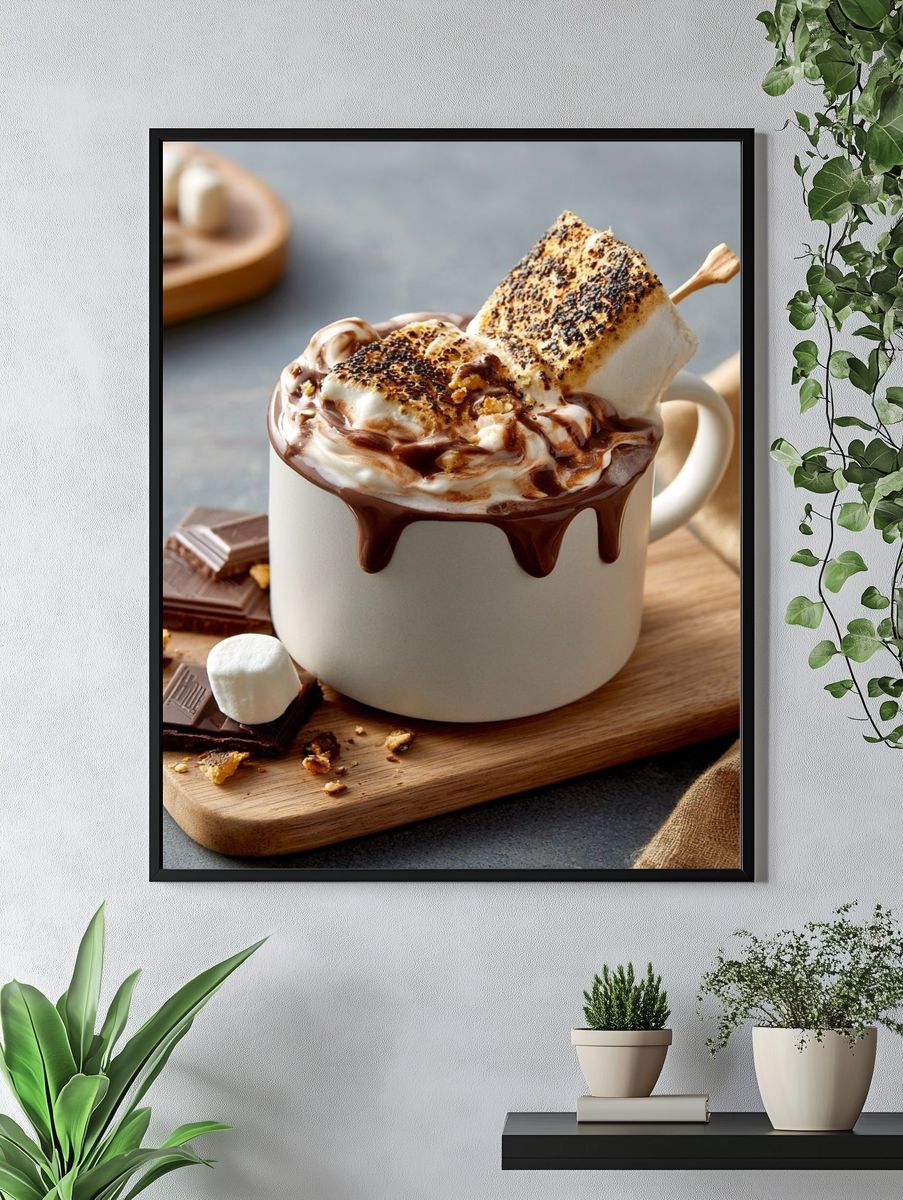 Chocolate Marshmallow Mug Photography Poster. — room view 4